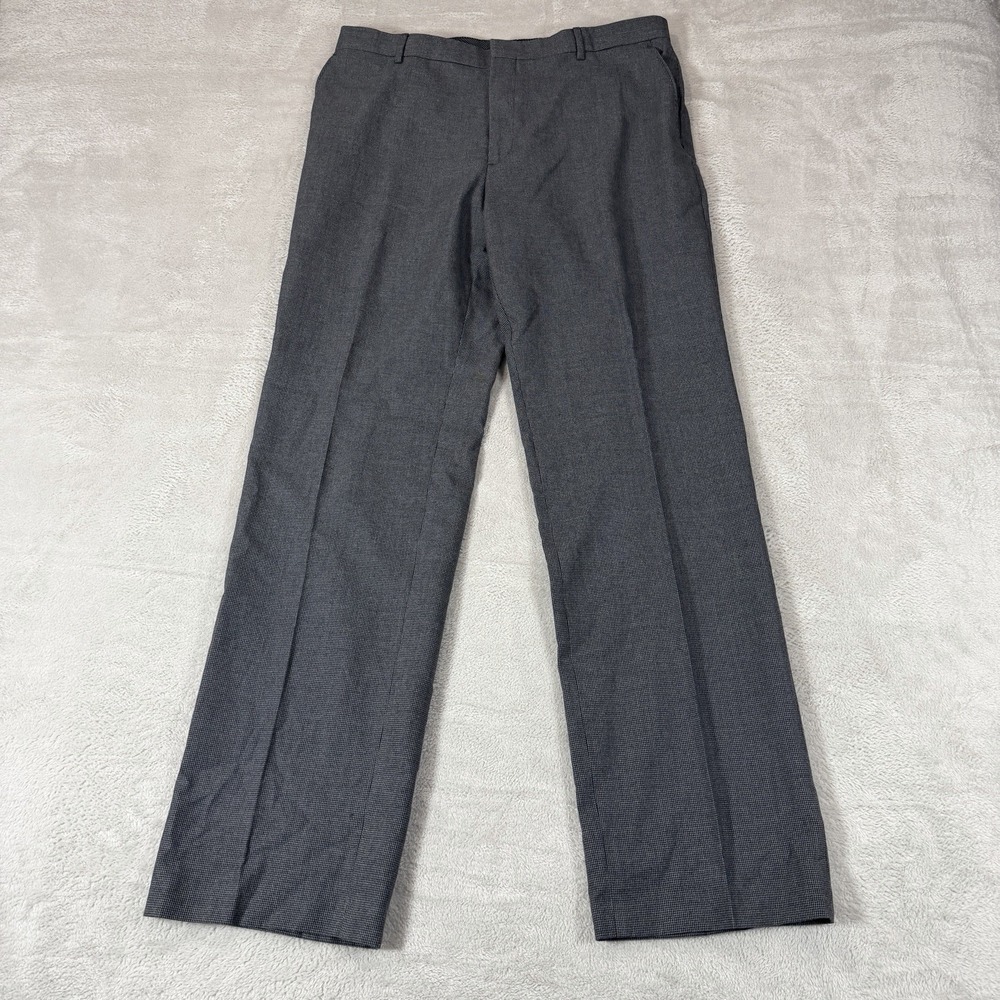 Banana Republic Non-Iron Tailored Fit Dress Pants Men's 36x34 Gray Flat Front - Picture 1 of 13